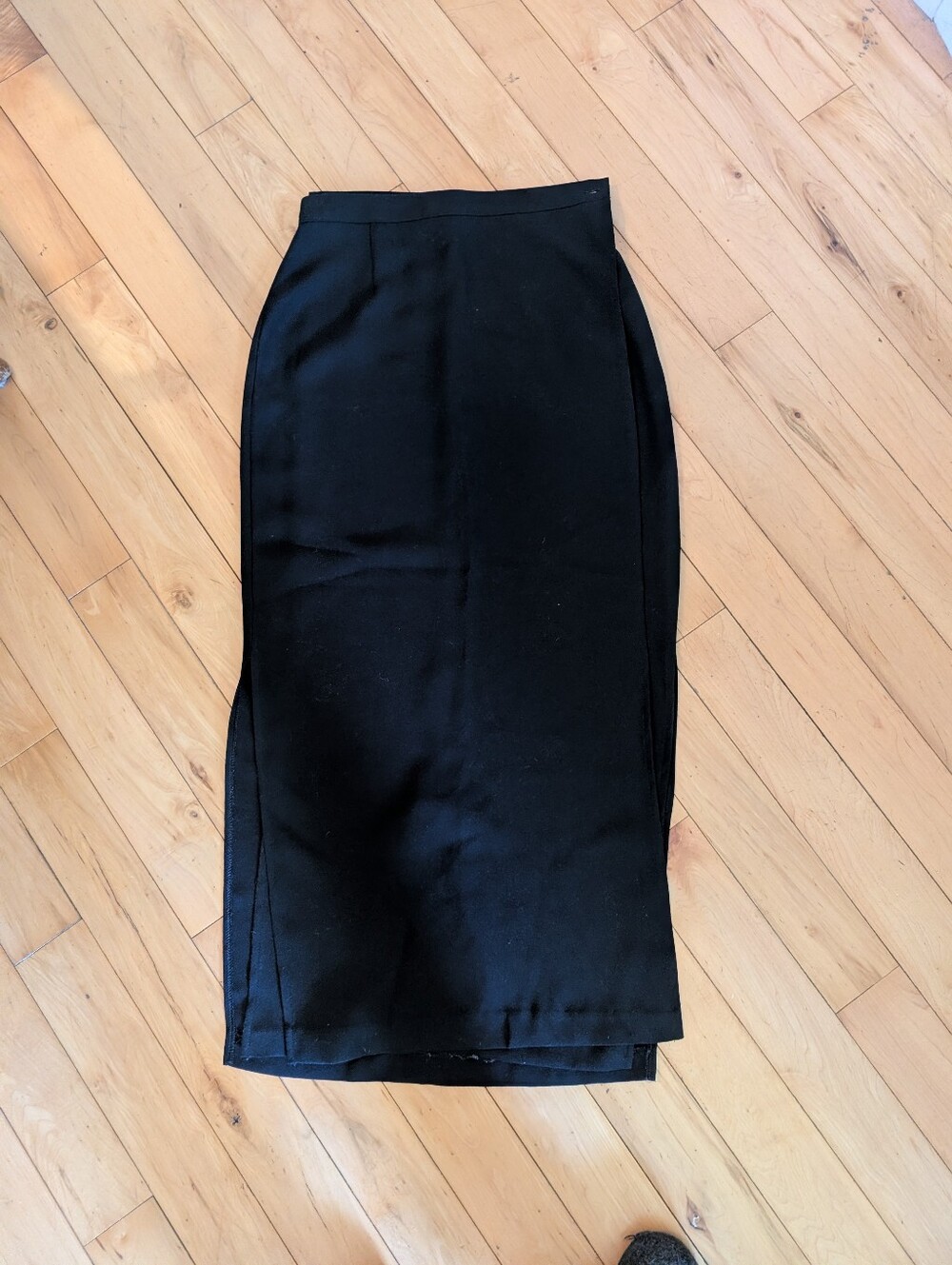 Vintage Black Wrap Pencil Skirt
